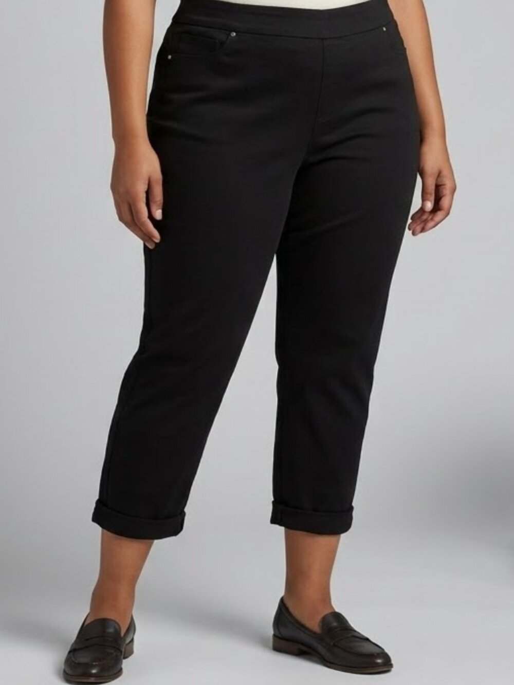 NWT Mario Serrani sz XL black comfort stretch cuff capri pant